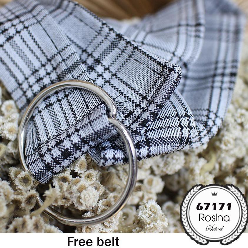 ♣ Setelan 2in1 Tunik Ruffle Tali Serut Pinggang Lengan Karet Spandek Rajut Motif Kotak Rosina ♝