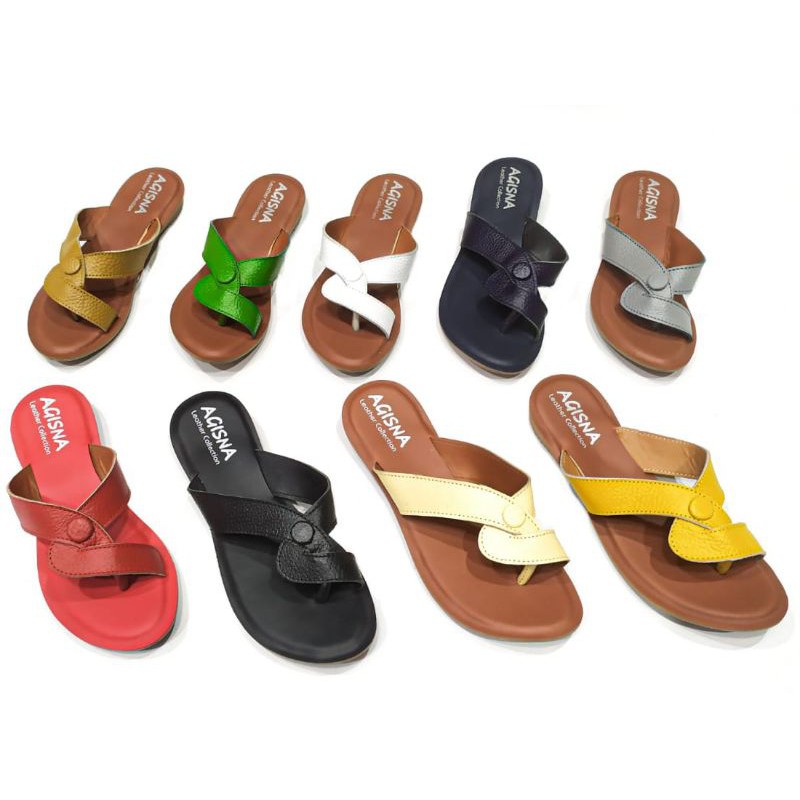 sandal kulit asli garut model capit variasi kancing