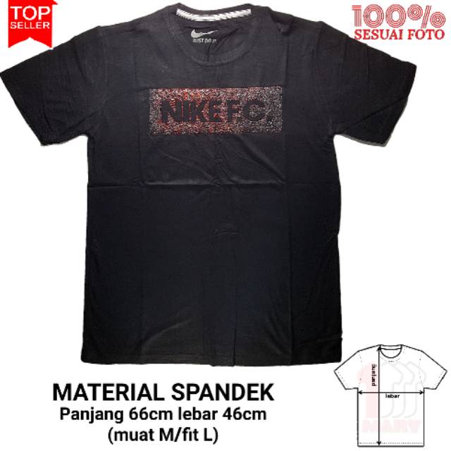 Kaos Distro Unisex Baju Cowok Tshirt Cewek Spandex Hitam Motif Nike FC
