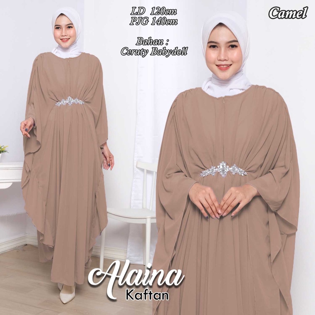 (Arnis) Alaina Kaftan Busui Jumbo Aksesoris Swarovski Rangkai Fashion Muslim