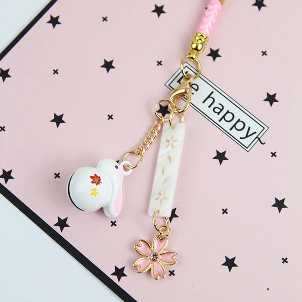 QUINTON Cute Lanyard Keychain Couple Gift Key Ring Keys Holder Rabbit Bunny Mobile Phone Straps Bag Pendant Tradition Cat Good Luck Phone Pendant