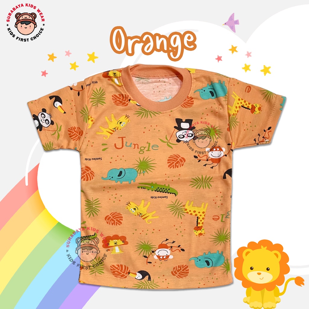 Kaos Anak Laki - Laki Lengan Pendek Motif Animal Jungle