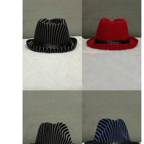 Topi Koboy Fedora Jazz Vintage Motif Salur Murah