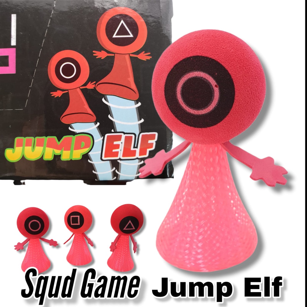 Mainan Elf Bouncing Squid Game / Boneka Loncat/EVASmall Elf Squid Game Bounce Springs/ People Bouncing Jump Toy Children/ Dolls Toys/ Edukasi Anak-anak Anak Bayi Kartun Hadiah Mainan