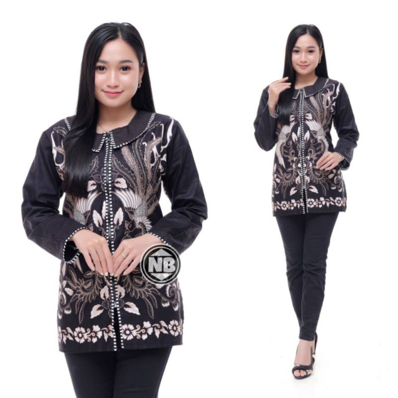 tey-17 Batik wanita ASJ SA HRB026 Kenongo Kemeja Tosca Pendek-4
