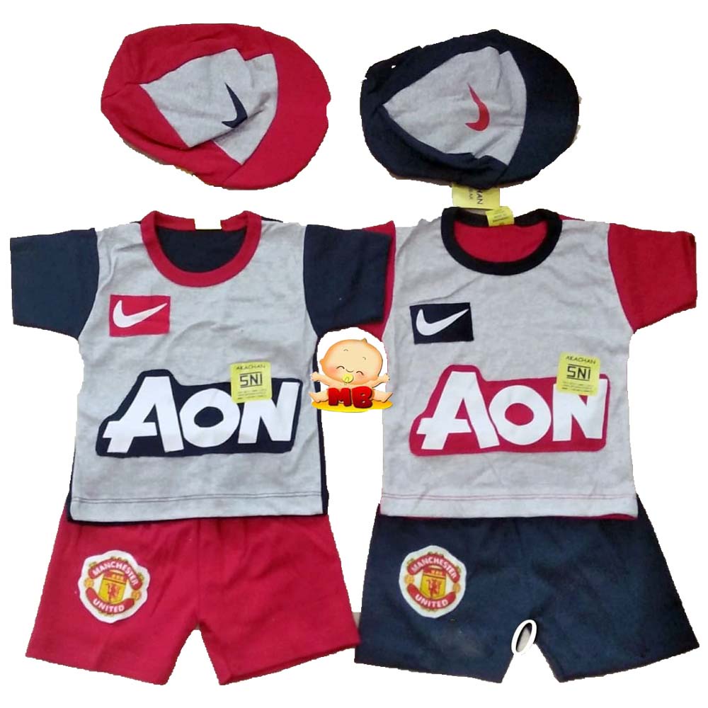 Baju Bayi Laki Laki Setelan Kaos Keren Bonus Topi Aon