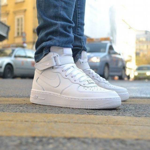 white mid air forces