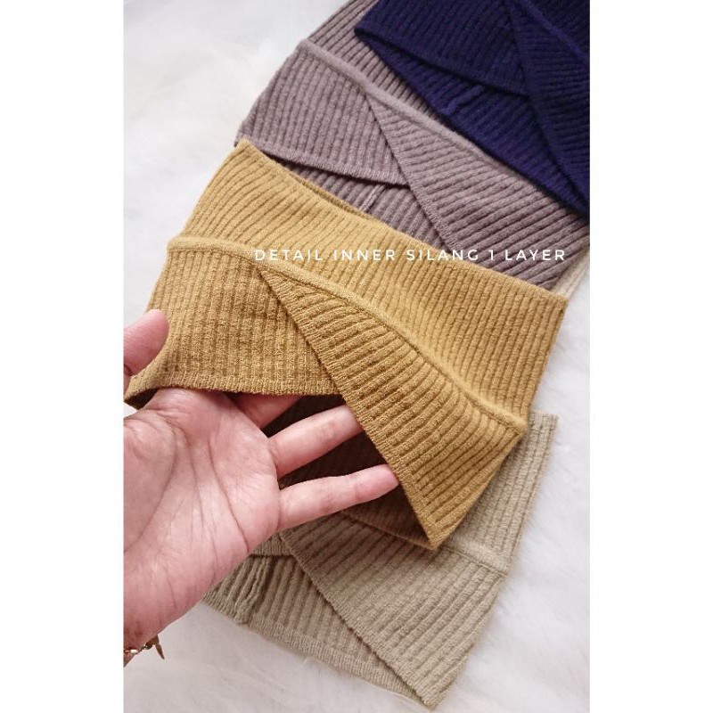 Bandana Rajut Premium Silang / Inner Ciput Silang 2in1 / Dalaman Hijab Rajut Premium 1 Layer