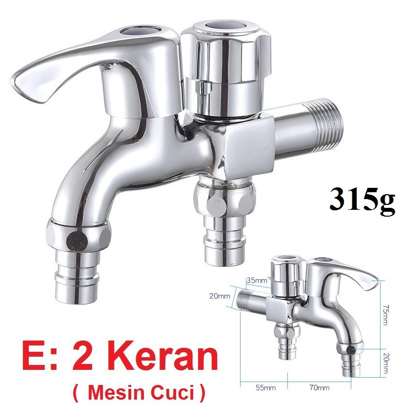 Keran Air Kran Air Mesin Cuci Wastafel Panjang Stainless Steel Tembok 2 Cabang Rumah Dapur Kunci Shopee Indonesia