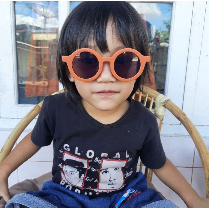 Kacamata Anak Kekinian Model Polos lensa plastik hitam transparan
