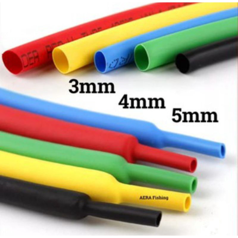 HARGA PERMETER SELANG BAKAR / SELONGSONG BAKAR / HEATSHRINK TUBE WARNA 2MM 3MM 4MM 5MM 6MM 8MM 10MM KUNING BIRU HIJAU MERAH PUTIH KUNING