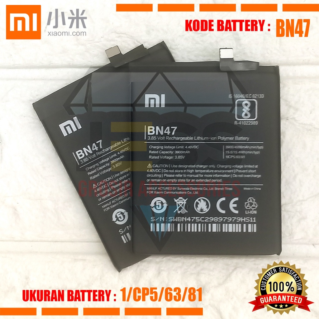 Baterai Battery Original Xiaomi BN47 For Tipe Redmi 6 Pro - Mi A2 Lite - Mi A2Lite - M1805D1SE - M1805D1SG - M1805D1ST - M1805D1SC