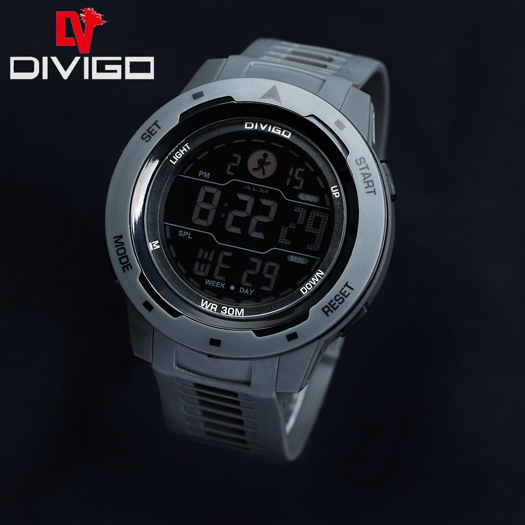 Jam Tangan Pria Digital DIVIGO DV-2106 Tahan Air Strap Rubber