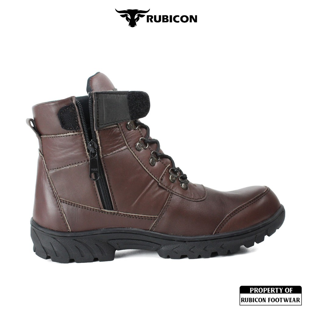 BIG PROMO | RUBICON JP SEPATU BOOTS SAFETY PRIA KERJA LAPANGAN INDUSTRI KULIT ASLI UJUNG BESI COKLAT CROC JP