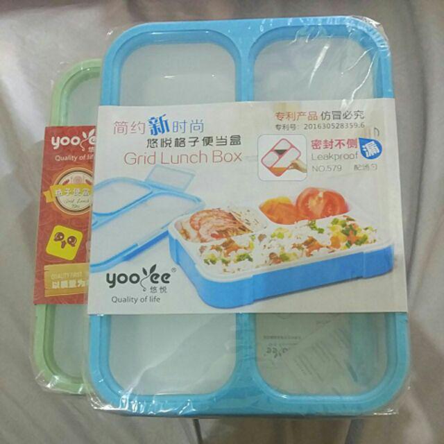 Lunch Box /kotak Makan Lunch Box Yooyee 3 Sekat / Grid Leak Proof Bento / Kotak Bekal