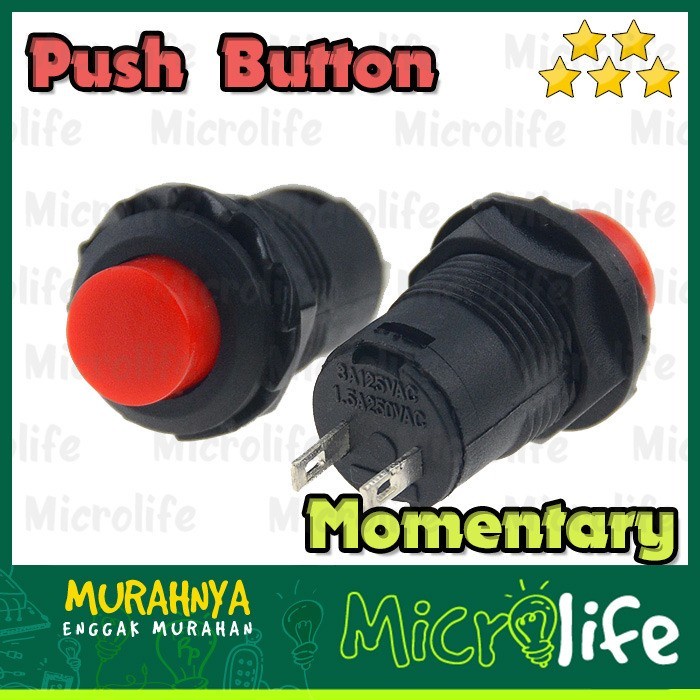 Tombol Push Button On Momentary Off Saklar Switch 12mm