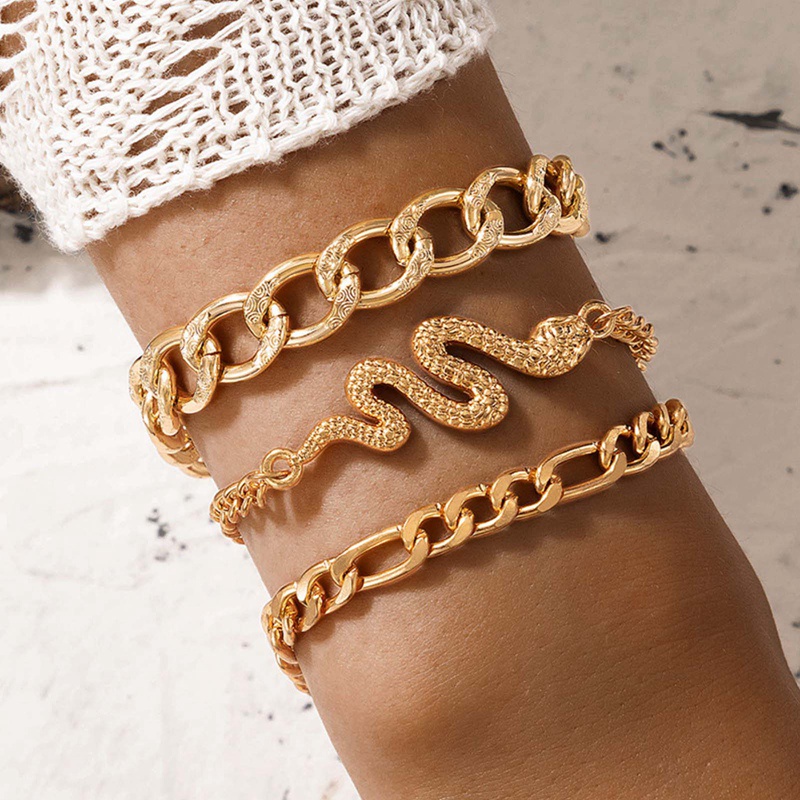 3pcs Punk Cuban Chain Bracelets Set For Women Miami Boho Thick Gold Color Charm Bracelets Bangles Fashion Jewelry