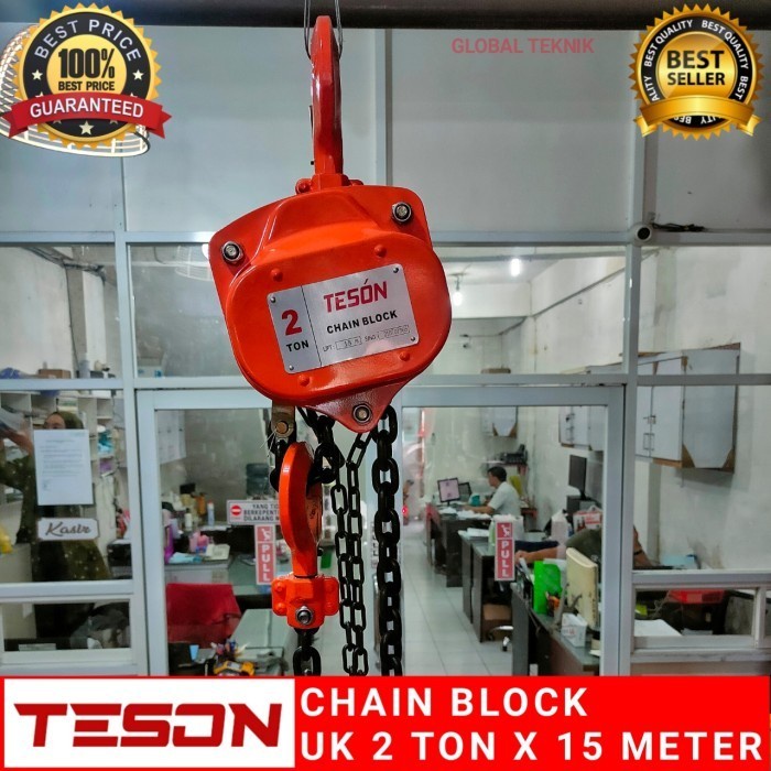 Takel manual 2 ton 15 meter Kerekan Katrol 2Tx15M Derek Hoist Lift chain