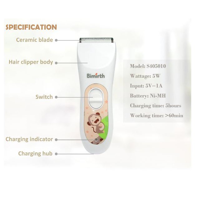 FREE ONGKIR Alat Cukur Rambut Elektrik Bayi Anak Anti Air Waterproof Rechargeable dengan USB