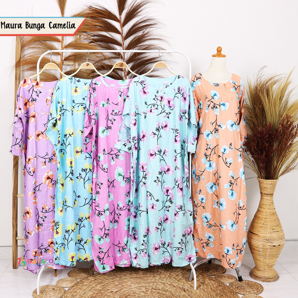 DASTER MAURA BUNGA CAMELIA/DASTER LENGAN PANJANG/BAJU MUSLIMAH/HAMIL/