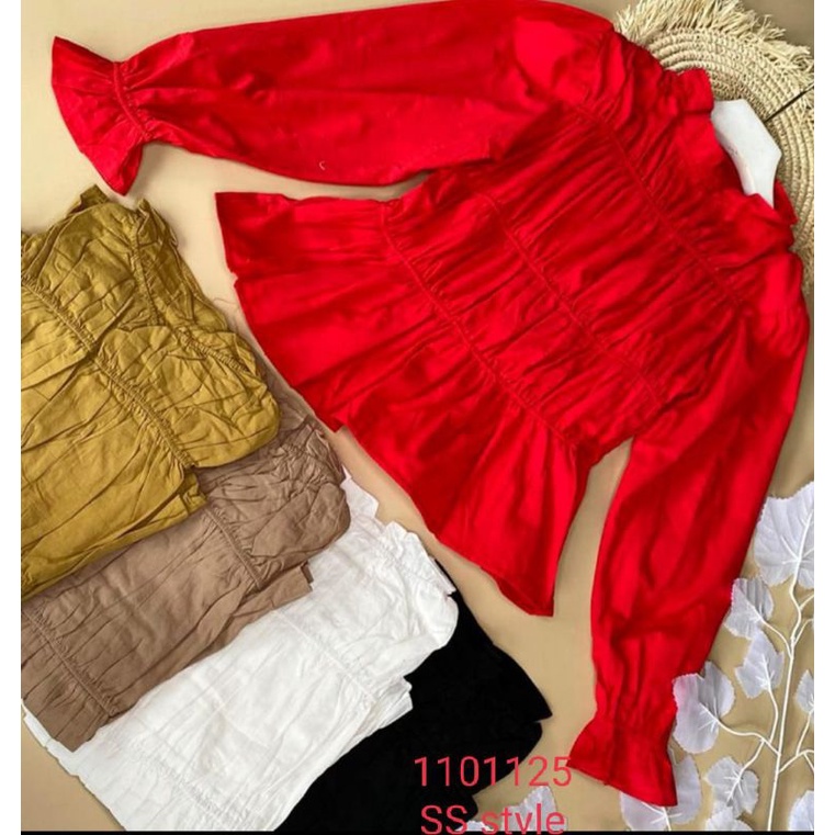 Luna Squere Neck Elastic Blouse 199