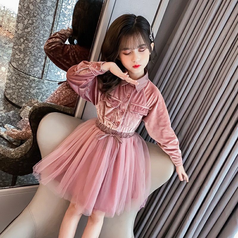 dress bludru anak