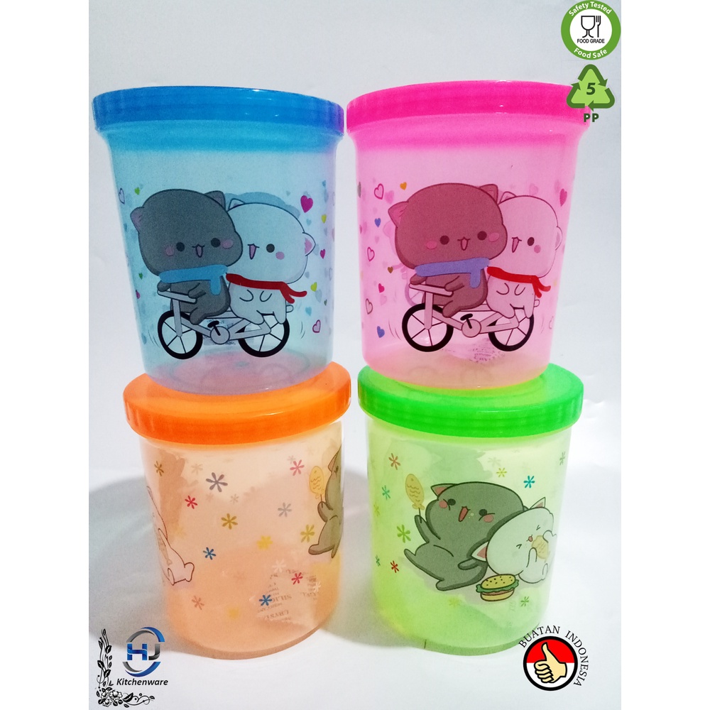Toples Kue Karakter Sunrise 500 Gram / 3115 / Toples Kecil Tutup Putar / Toples Plastik Bulat / Mura