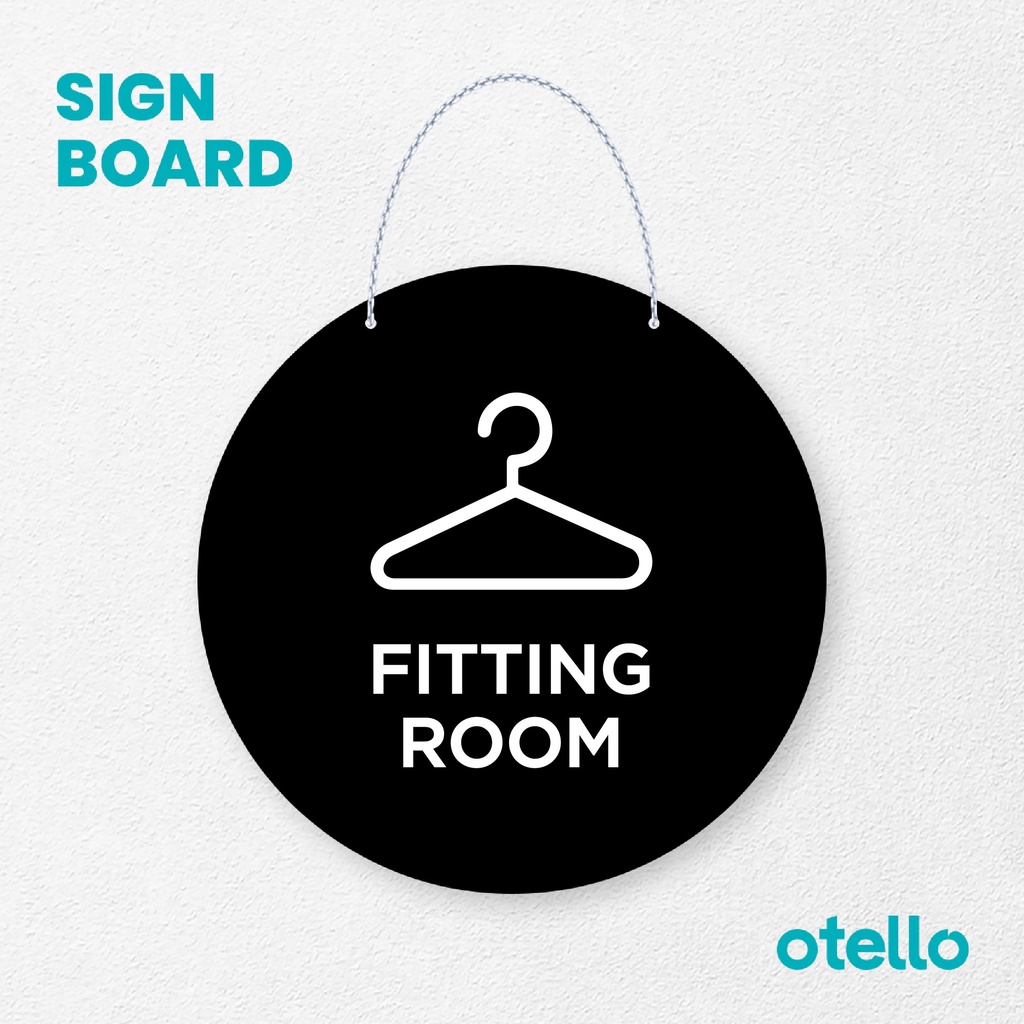 Otello Sign Fitting Room Signage Board Acrylic Papan Gantung Label Akrilik Rantai Petunjuk Toko Modern Minimalist Kafe Restoran Kantor Gedung Cafe