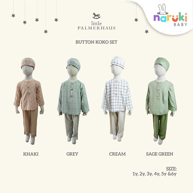 Little Palmerhaus Baju Koko Set Ramadhan &amp; Peci Setelan Anak Laki-laki