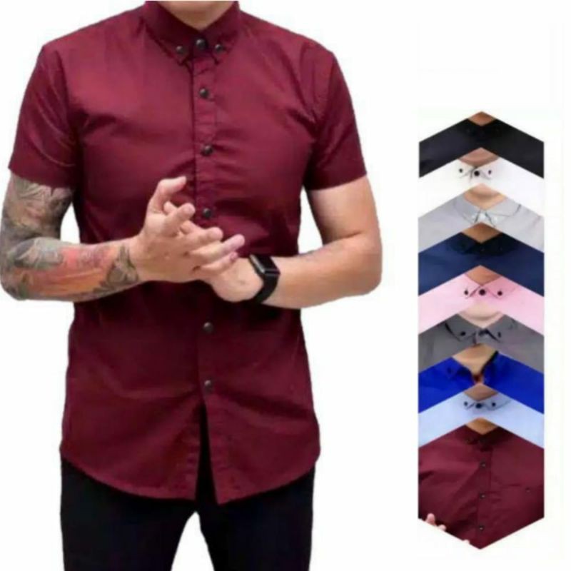 KEMEJA PRIA BOYI TOP MAN LENGAN PENDEK KASUAL FORMAL KERJA PUTIH