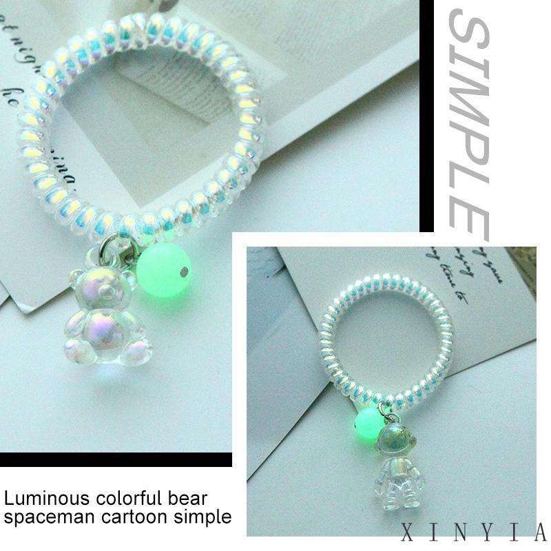 Xia.id Gelang Tangan Tali Desain Kartun Beruang Astronot Luminous Multi Warna Simple Aksesoris Wanita