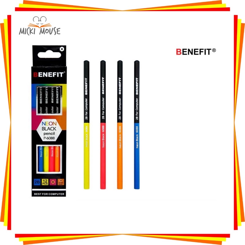 

pensil 2B benefit neon black / pensil 2B / pensil murah / pensil
