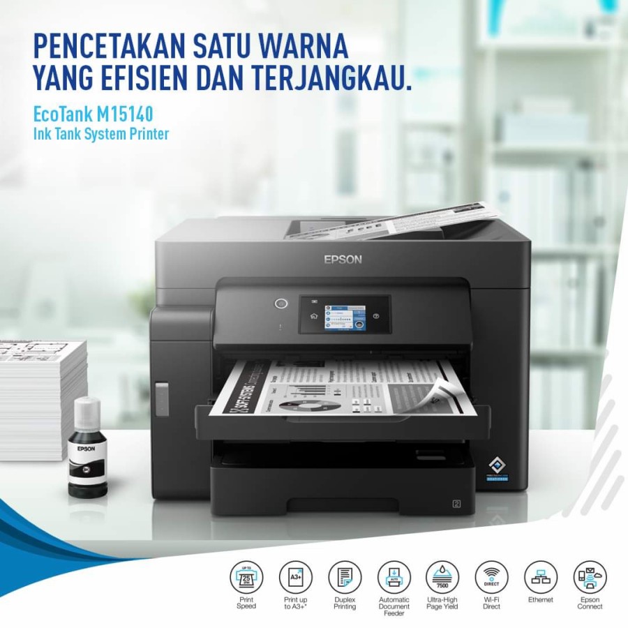 TKDN Epson EcoTank Monochrome M15140 A3 Wi-Fi Duplex All-in-One Ink Tank Printer / Print Scan Copy With ADF Wi-Fi Duplex LAN Hitam Mono