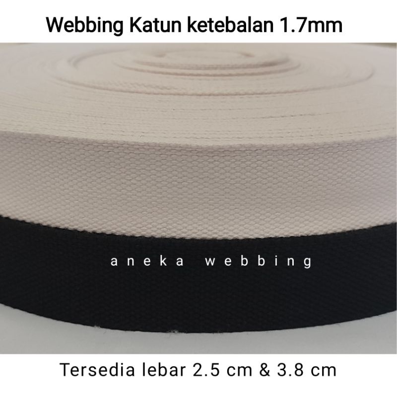 Webbing Kanvas Katun 3.8 cm ketebalan 1.7mm