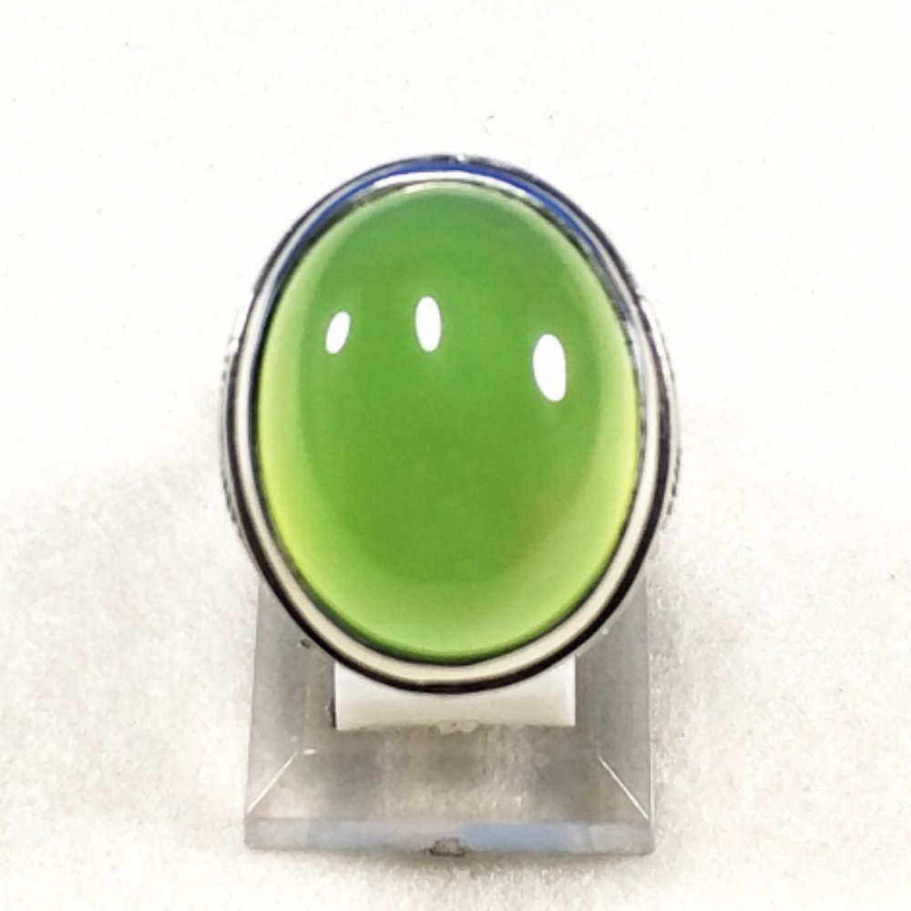 CINCIN BATU AKIK NATURAL GREEN APPLE CHALCEDONY BIG SIZE MUMBUL BOSS TERMURAH