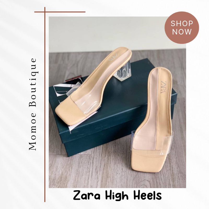 ZS088 Sandal Wanita Zara Transparan Vinyl High Heels
