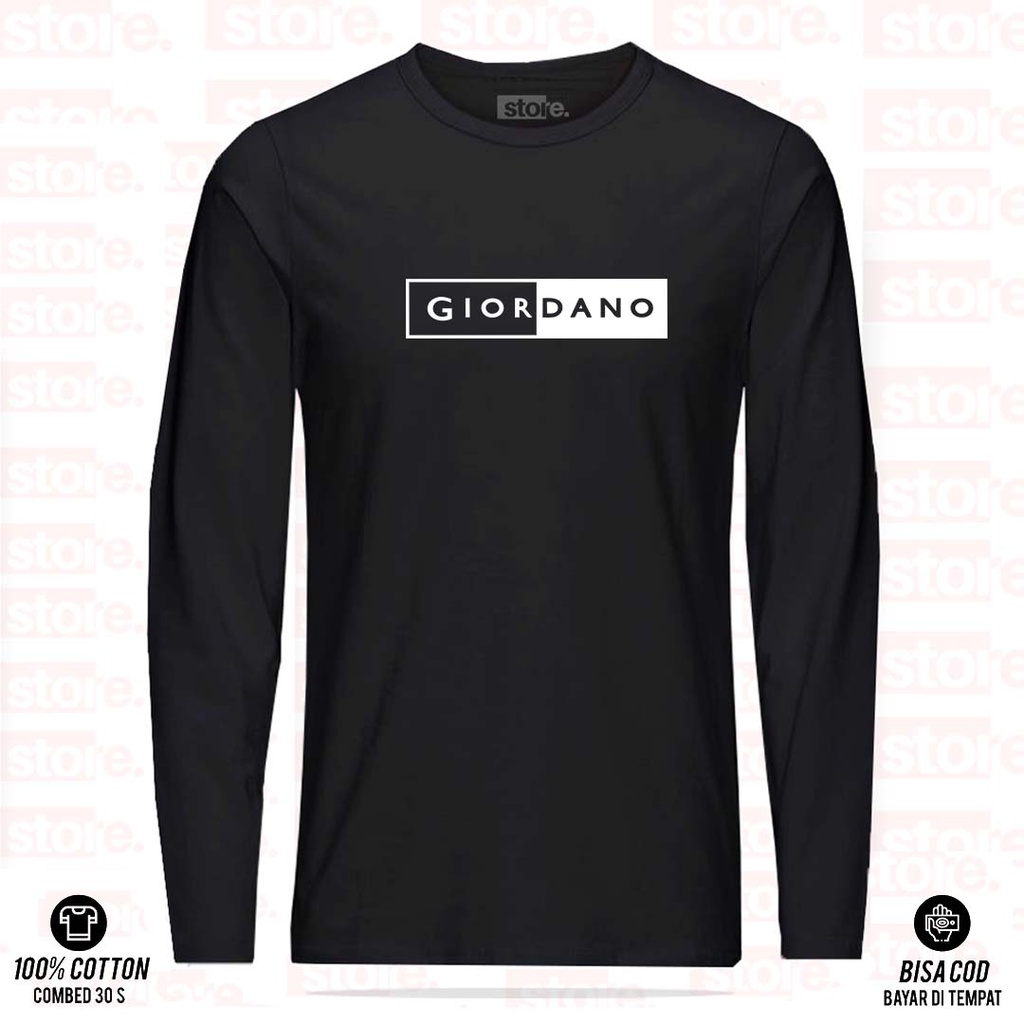 Kaos Pria Wanita Distro Giordano White| Kaos Lengan Panjang