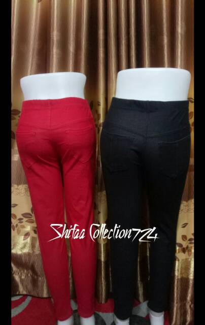 Legging Denim  / Legging Murah / Leging Jumbo / Celana Legging Panjang Model Kantong (BB 50-65 Kg / Standar)