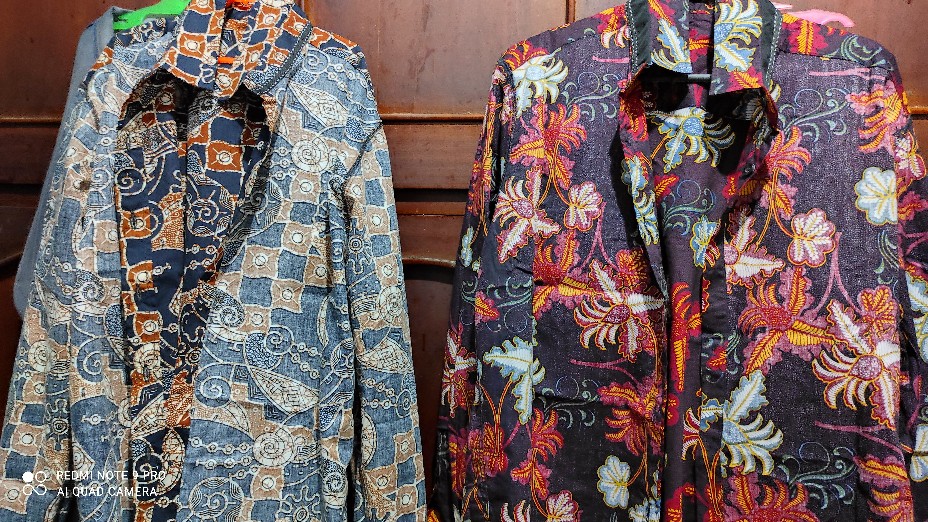 [gridline - Ls048 Maroon Black & Ls002] Kemeja Batik Pria Katun Lengan Panjang Slimfit Simpel Casual