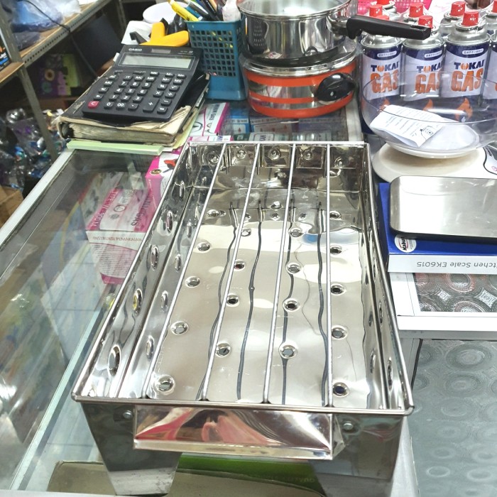 Panggangan Bakaran Sate Bahan Stainless 35x22x12cm