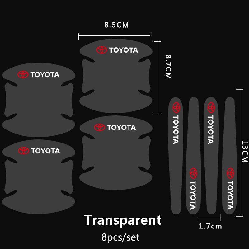 TOYOTA 8pcs Stiker Pelindung Handle Pintu Mobil Bahan Karbon Fiber Untuk Yaris Wish Corolla Cross Avanza Rush Innova Calya Razie Kijiang