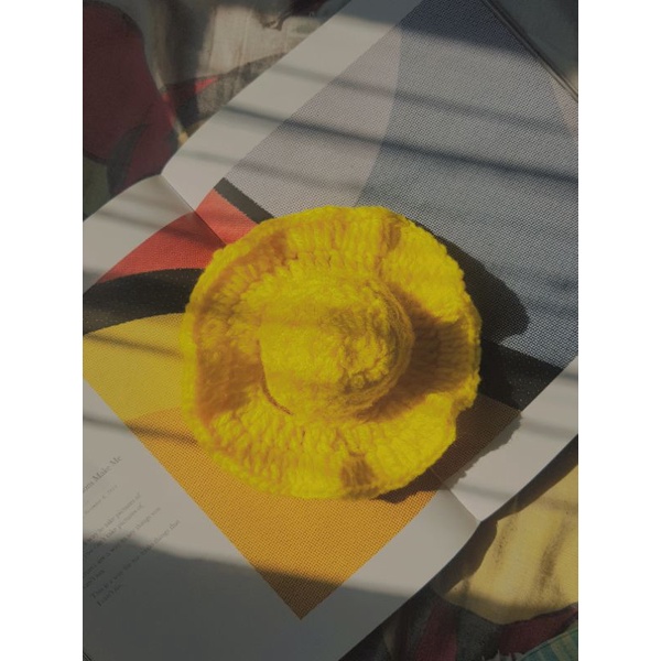 topi kucing rajut handmade-kuning