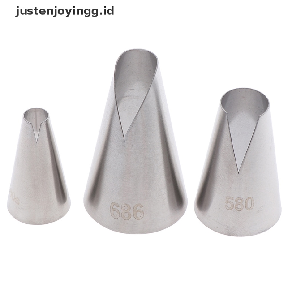 【justenjoyingg.id】 3 PCS DIY Petal Cream Nozzle Icing Piping Nozzles Tips Pastry Decorating Tips .