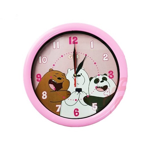 HOKO Jam Dinding Unik Motif Karakter / Jam Dinding Analog Polos Diameter 27cm / Wall Clock-PANDA
