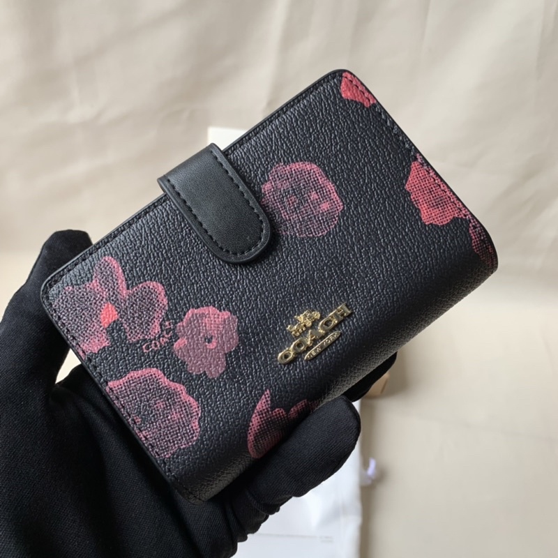 COACH MEDIUM CORNER ZIP WALLET WITH HALFTONE FLORAL PRINT (F39127)