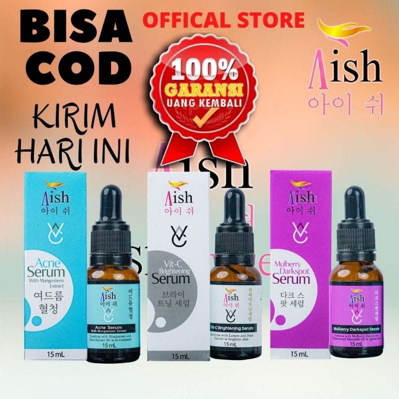 ( BISA COD ) SERUM AISH ORIGINAL SERUM AISH BRIGHTENING , ACNE , DARKSPOT SERUM WAJAH BPOM