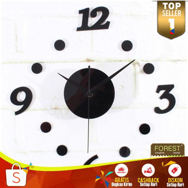 Jam Dinding DIY JD 12 Giant Wall Clock Quartz Creative Design Acrylic 30-50cm Dekorasi Rumah Menarik