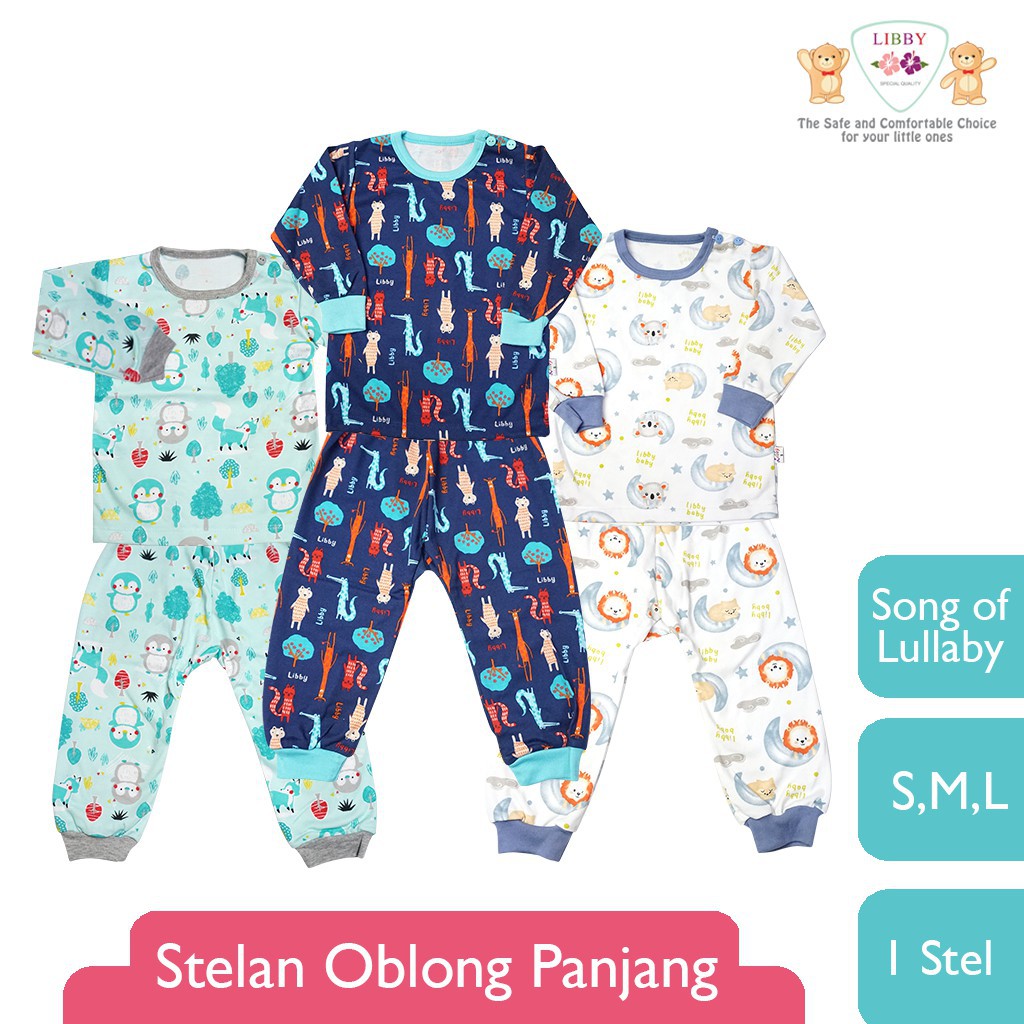 Libby Baju Bayi Setelan Oblong Panjang Celana Panjang Motif Animal Wildness