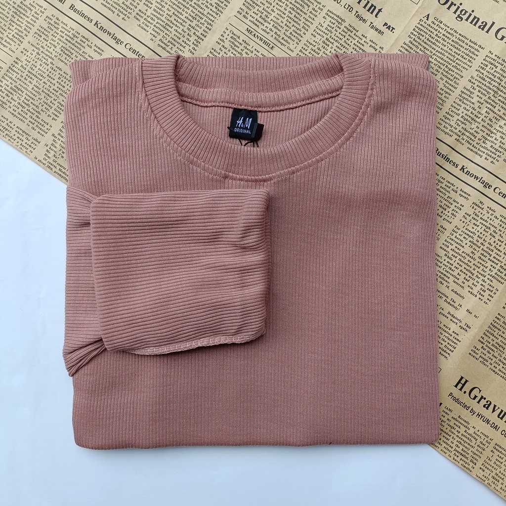 PART II Kaos Rib Premium / Kaos Grosir / Kaos Rib Premium Tebal / Kaos Lengan Panjang Termurah-Light coral