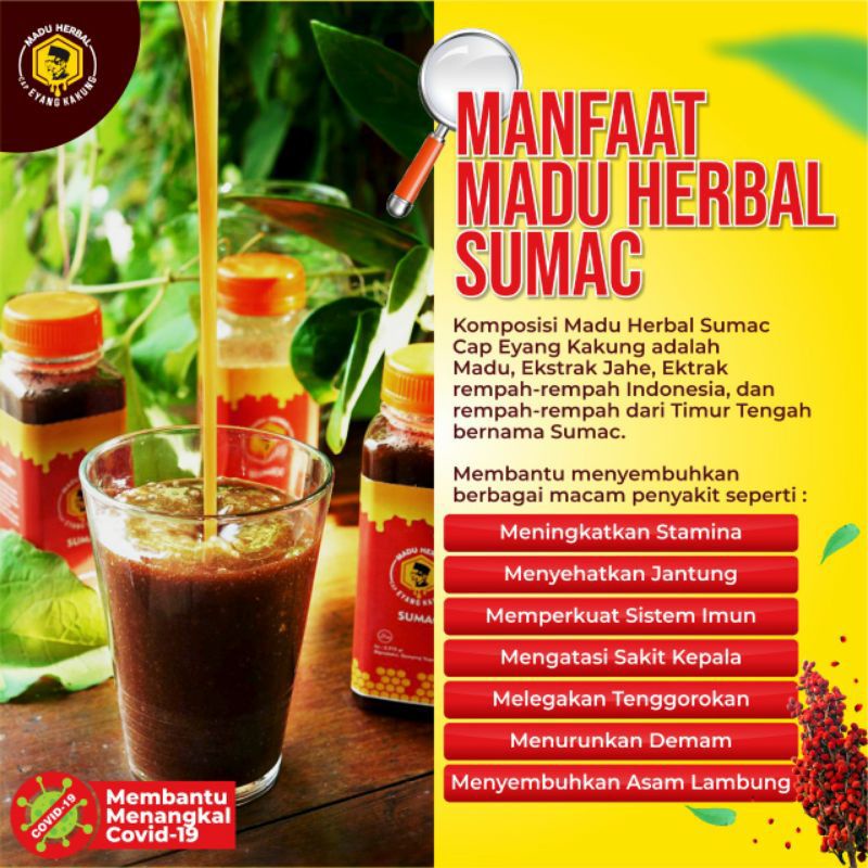 Madu Sumac Cap Eyang Kakung penangkal virus covid 19